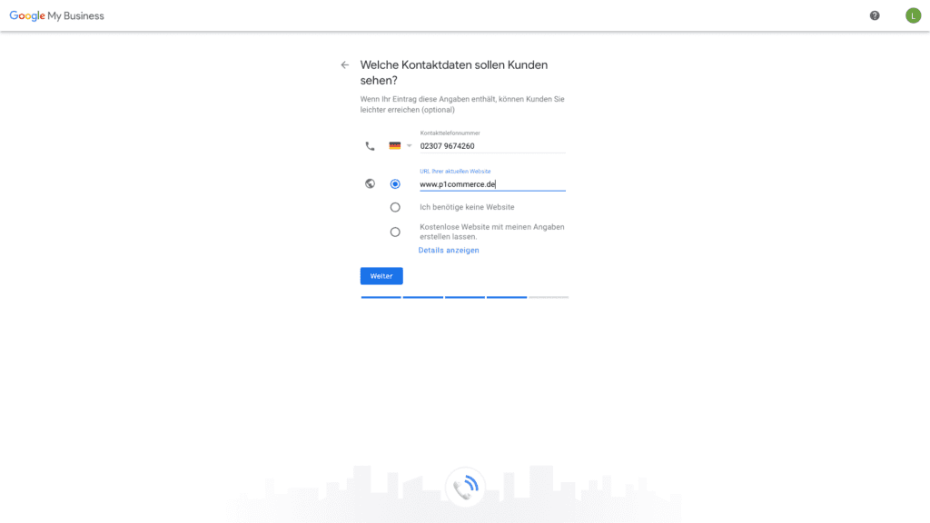 Google My Business Kontaktinformationen hinterlagen