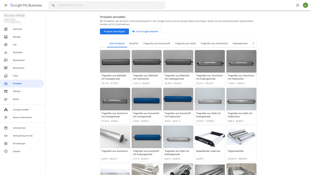 Google My Business Produkte hinzufügen