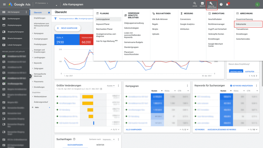 Google ads rechnung runterladen google ads dashboard