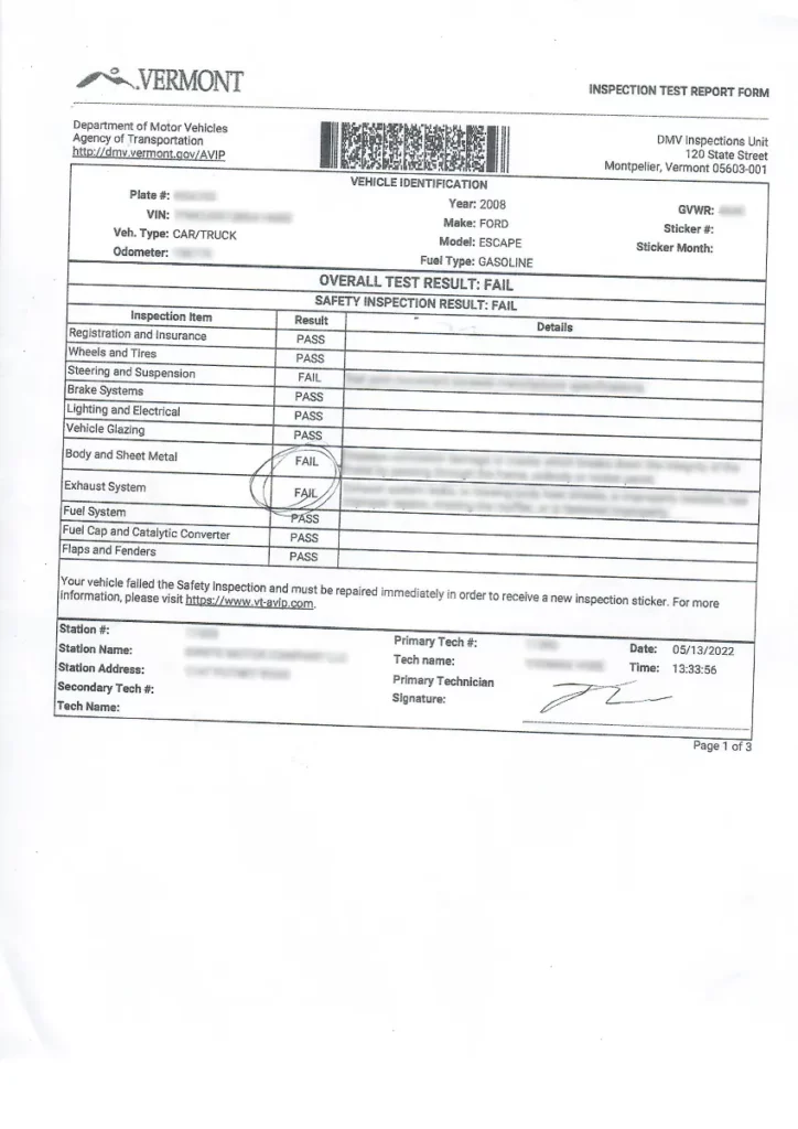 State Inspection Report Auto kaufen USA