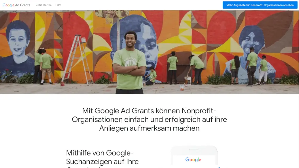 Google Ads Grants Startseite
